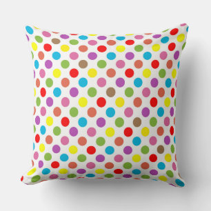 Rainbow colours polka dots pattern cushion