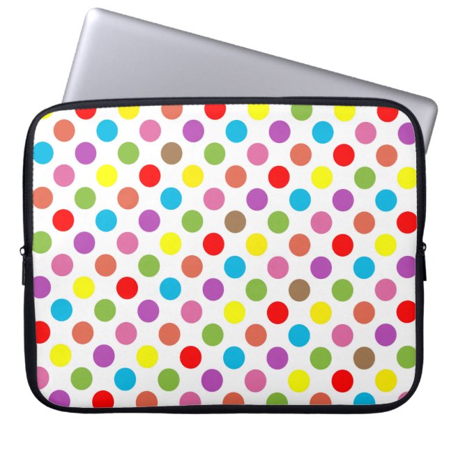 Rainbow colours polka dots pattern laptop sleeve (Front)