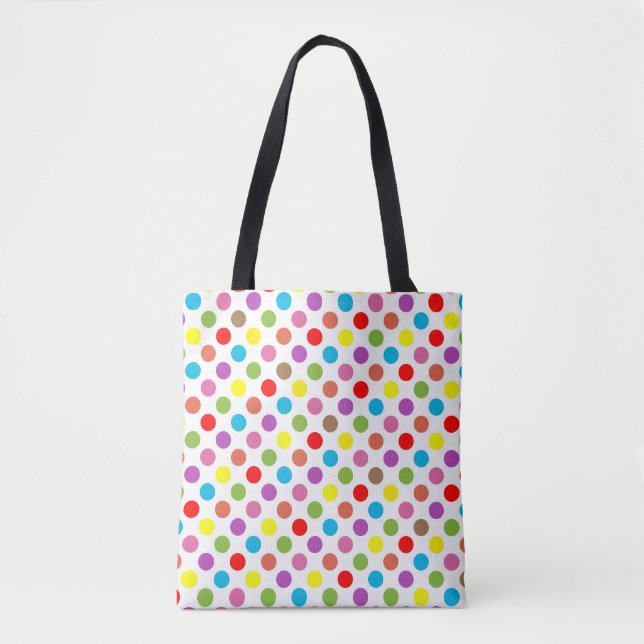 Rainbow colours polka dots pattern tote bag (Front)