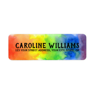 Rainbow colours return address label