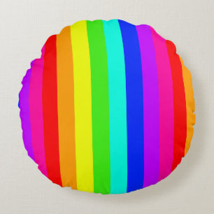 rainbow colours round cushion