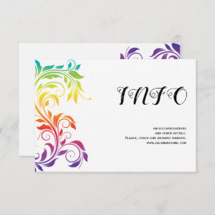Rainbow colours scroll leaf gay lesbian wedding enclosure card