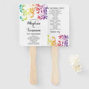 Rainbow colours scroll leaf lesbian program hand f fan