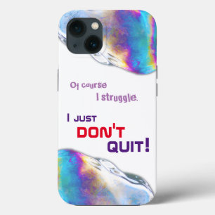 Rainbow colours shimmer bubbles funny lettering iPhone 13 case