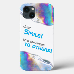 Rainbow colours shimmer bubbles motivational quote iPhone 13 case
