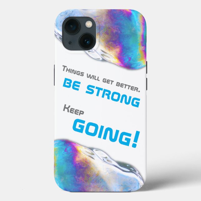 Rainbow colours shimmer bubbles motivational quote Case-Mate iPhone case (Back)