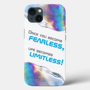 Rainbow colours shimmer bubbles motivational quote iPhone 13 case
