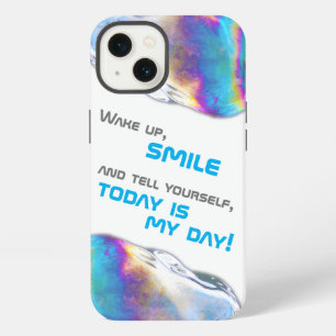 Rainbow colours shimmer bubbles motivational quote iPhone 13 case