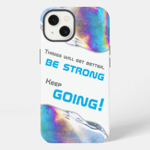 Rainbow colours shimmer bubbles motivational quote iPhone 13 case