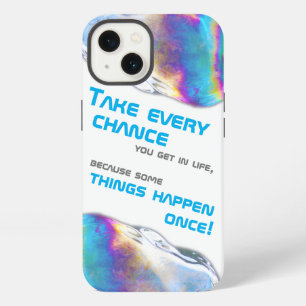 Rainbow colours shimmer bubbles motivational quote iPhone 13 case