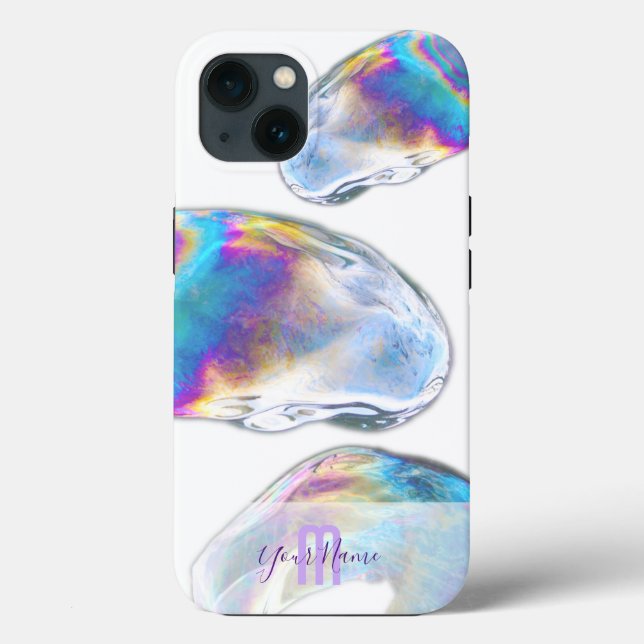 Rainbow colours shimmer bubbles personal Monogram! Case-Mate iPhone Case (Back)