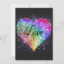 Rainbow colours sparking glitter heart love