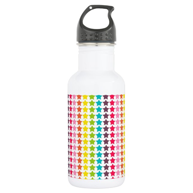 Rainbow Colours Star Pattern 532 Ml Water Bottle (Front)