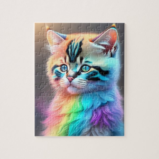 Rainbow Colours Sweet Little Cat Jigsaw Puzzle (Vertical)
