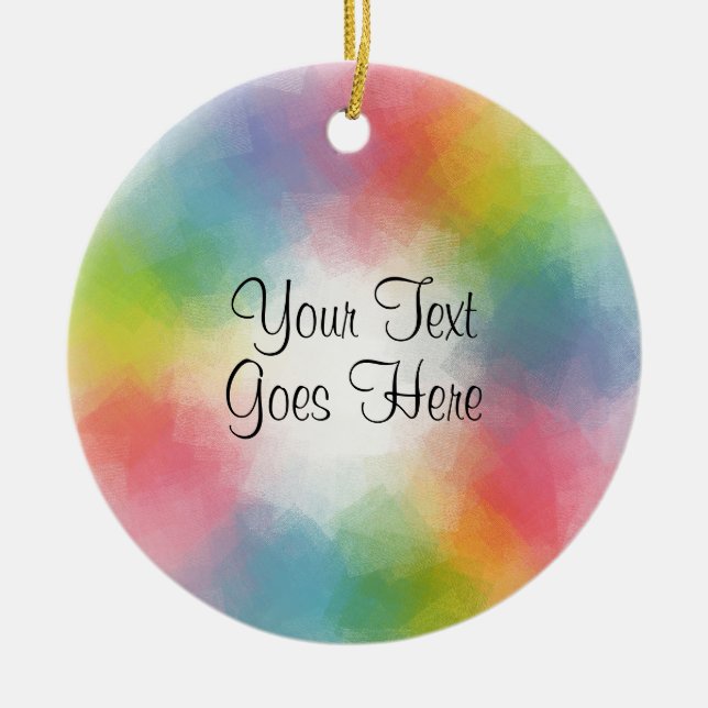 Rainbow Colours Template Modern Calligraphy Script Ceramic Ornament (Front)