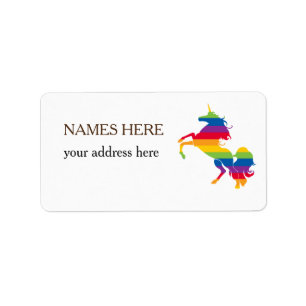 Rainbow Colours Unicorn Shipping Labels