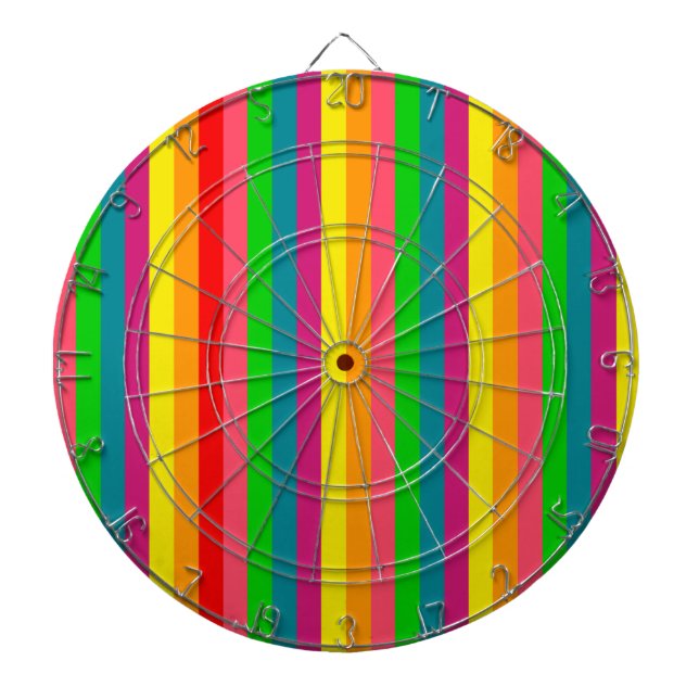 Rainbow Colours Vertical Stripes Style Dartboard (Front)