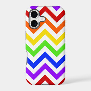 Rainbow Colours, White Large Chevron ZigZag Patter