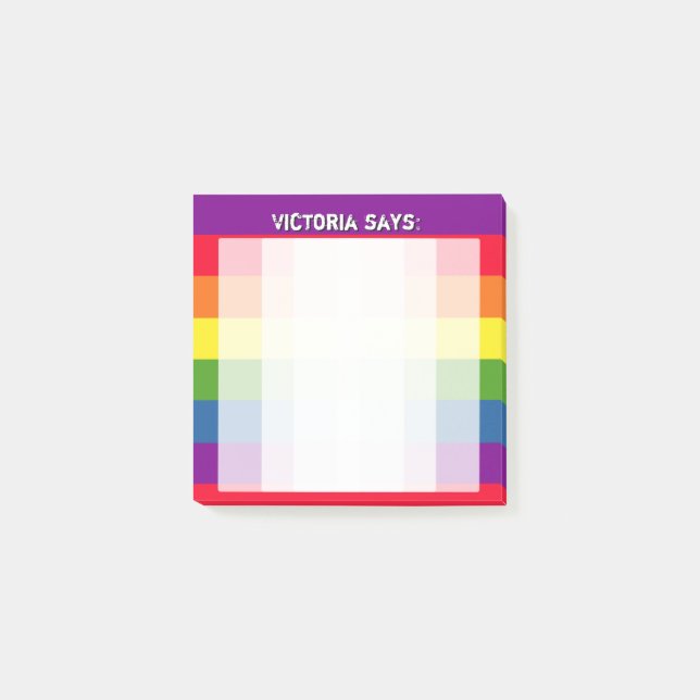 Rainbow Colours with Custom Text Post-it Notes (Front)