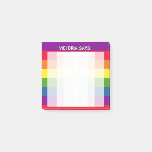 Rainbow Colours with Custom Text Post-it Notes