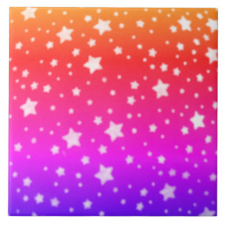 Rainbow Colours with Stars Ceramic Tile
