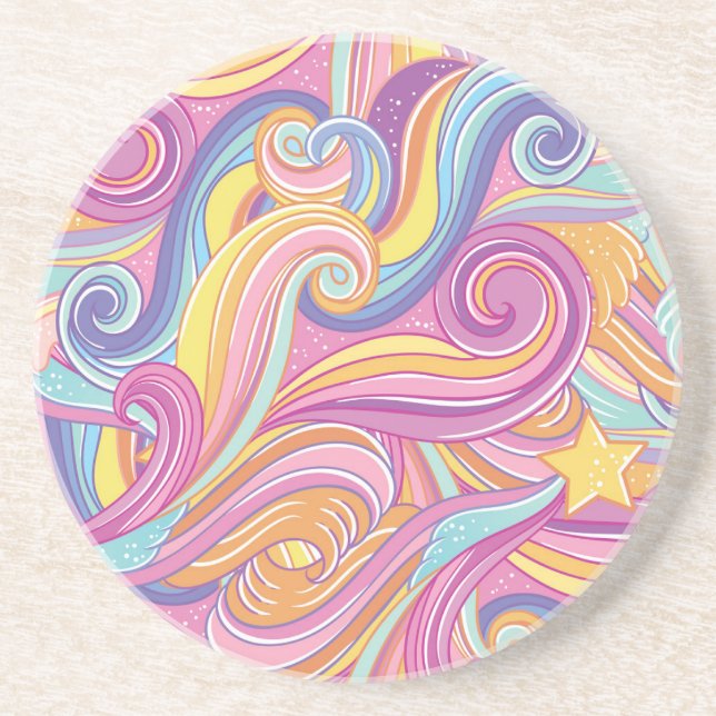 Rainbow Comet: Magical Dreamy Sky. Coaster (Front)