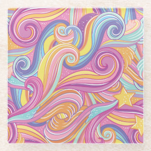 Rainbow Comet: Magical Dreamy Sky. Glass Coaster