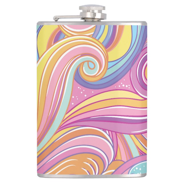 Rainbow Comet: Magical Dreamy Sky. Hip Flask (Front)