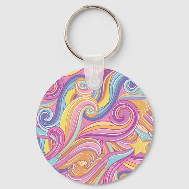 Rainbow Comet: Magical Dreamy Sky. Key Ring (Front)