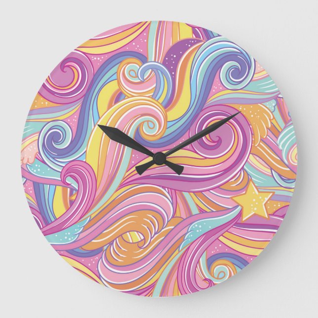 Rainbow Comet: Magical Dreamy Sky. Large Clock (Front)