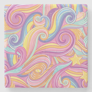 Rainbow Comet: Magical Dreamy Sky. Stone Coaster