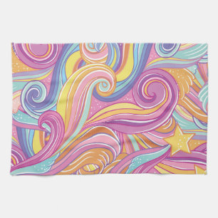 Rainbow Comet: Magical Dreamy Sky. Tea Towel