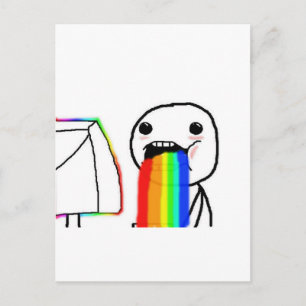 Rainbow Computer Face Guy Postcard
