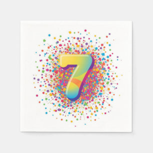 Rainbow Confetti 7th Birthday Napkins Colourful Ag