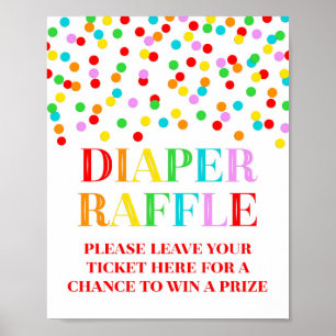 Rainbow Confetti Baby Shower Diaper Raffle Sign