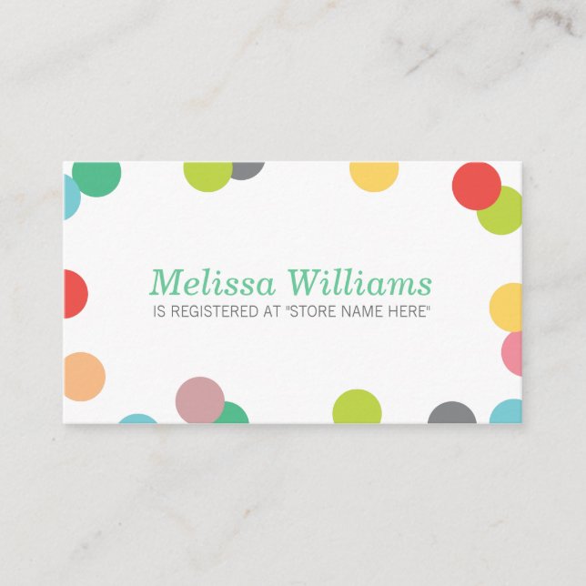 Rainbow Confetti Baby Shower Registry Insert Card (Front)