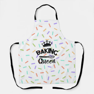 Rainbow confetti baking queen funny slogan apron
