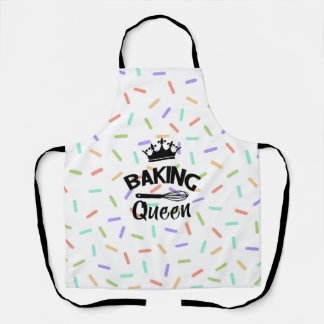 Rainbow confetti baking queen funny slogan apron