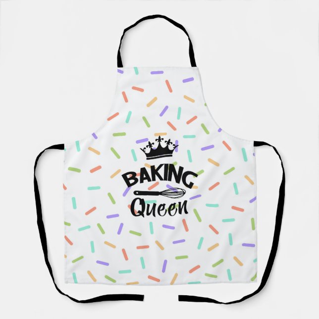 Rainbow confetti baking queen funny slogan apron (Front)