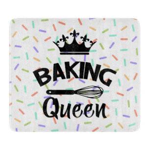 Rainbow confetti baking queen funny slogan cutting board
