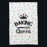 Rainbow confetti baking queen funny slogan tea towel<br><div class="desc">Rainbow confetti baking queen funny slogan</div>