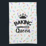 Rainbow confetti baking queen funny slogan tea towel<br><div class="desc">Rainbow confetti baking queen funny slogan</div>