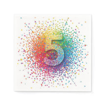 rainbow confetti birthday, 1st birthday napkins, c