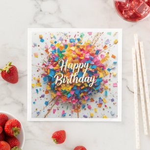 Rainbow Confetti Birthday Napkins Colorful Party