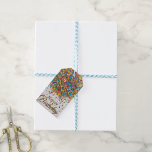 Rainbow Confetti Birthday Napkins Colorful Party Gift Tags
