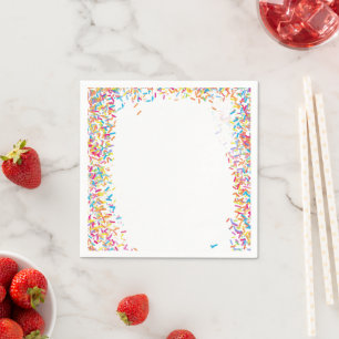 Rainbow Confetti Border 1st Birthday Napkins Colou