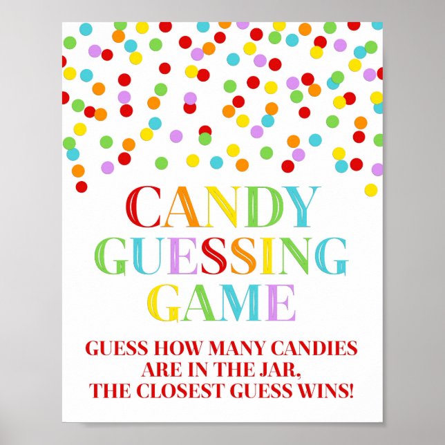 Rainbow Confetti Candy Guessing Game Sign (Front)