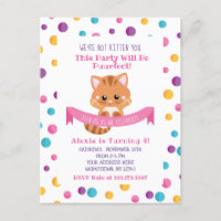Rainbow Confetti Cute Kitty Cat Birthday Party