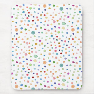 Rainbow Confetti Dots Watercolor Pattern Mouse Pad