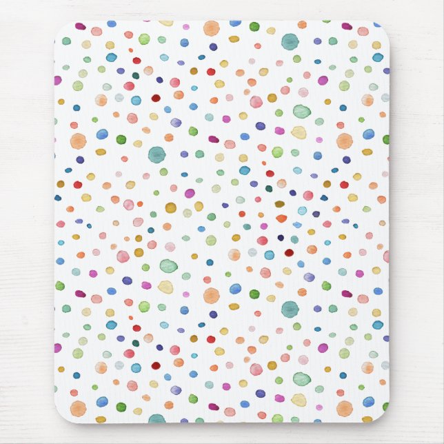 Rainbow Confetti Dots Watercolor Pattern Mouse Pad (Front)